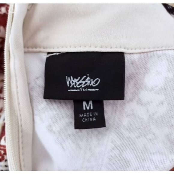 MOSSIMO CREAM BURGUNDY DRESS SZ.M EUC.  GORGEOUS DRESS IN EXCELLENT USED CONDITI - Picture 7 of 8